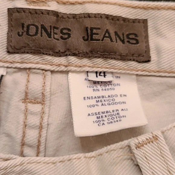 Jones Jeans Womans Cream Straight Leg Jeans Size 14 - Picture 3 of 3